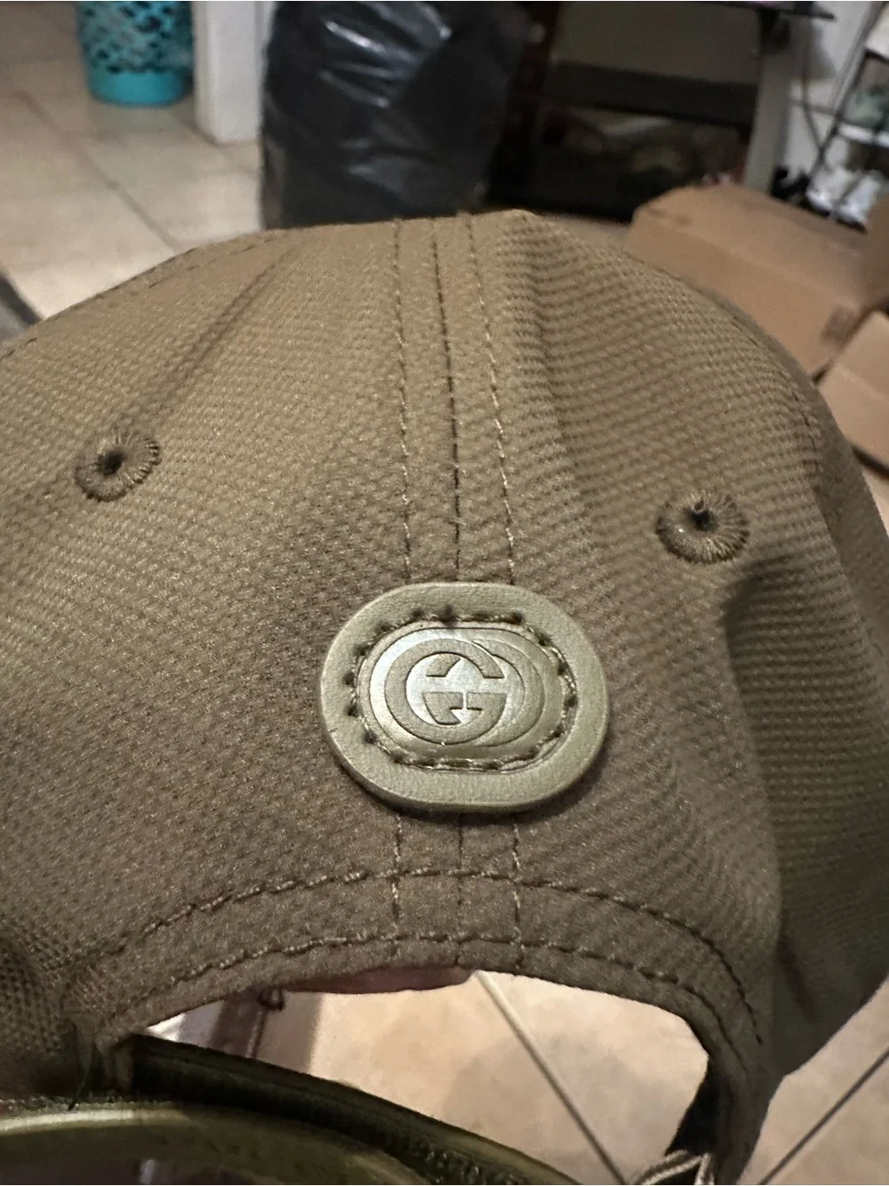 Gucci Olive Green Embroidered Logo Cap